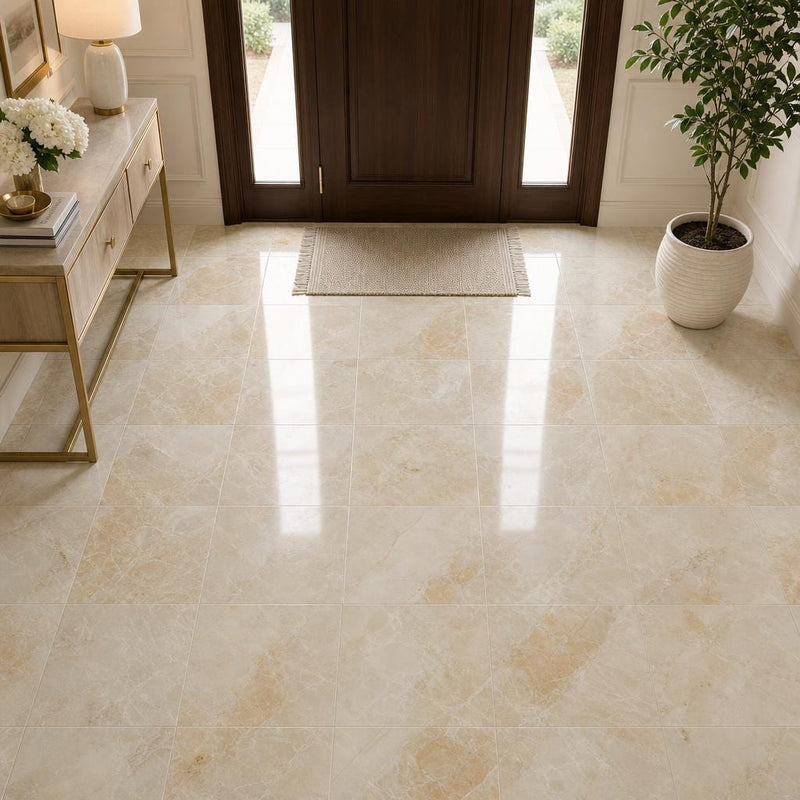 Breccia Oniciata 18x18 Natural Veined Marble Tile — Foyer floor