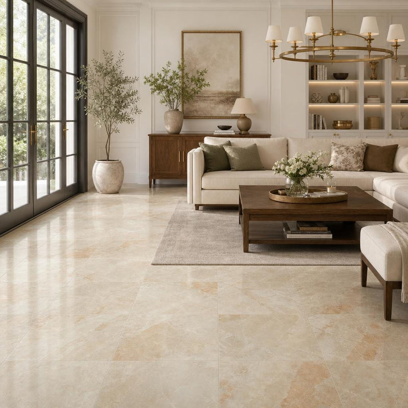 Breccia Oniciata 18x18 Natural Veined Marble Tile — Living Room floor