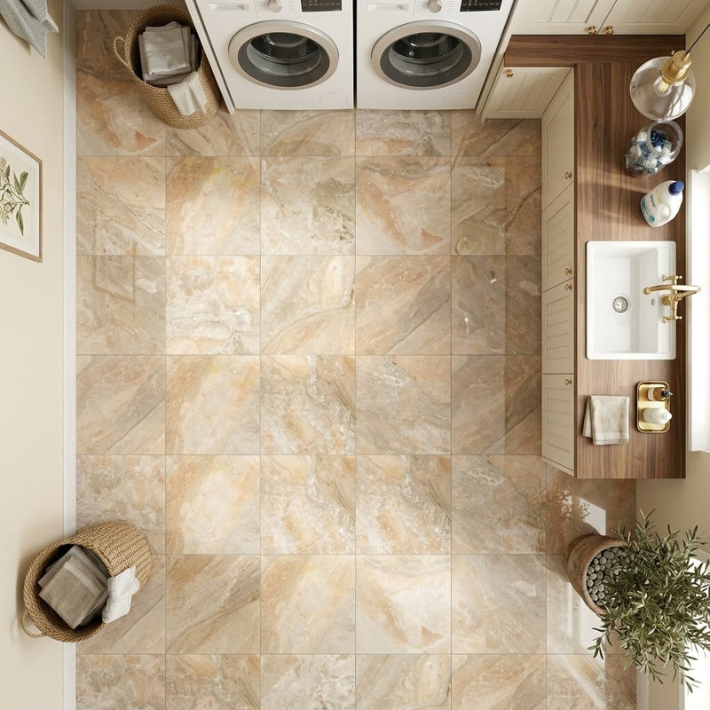 Breccia Oniciata Italian 12x12 Polished Marble Tile — Laundry Room floor