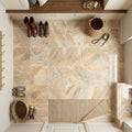 Breccia Oniciata Italian 12x12 Polished Marble Tile — Mudroom floor