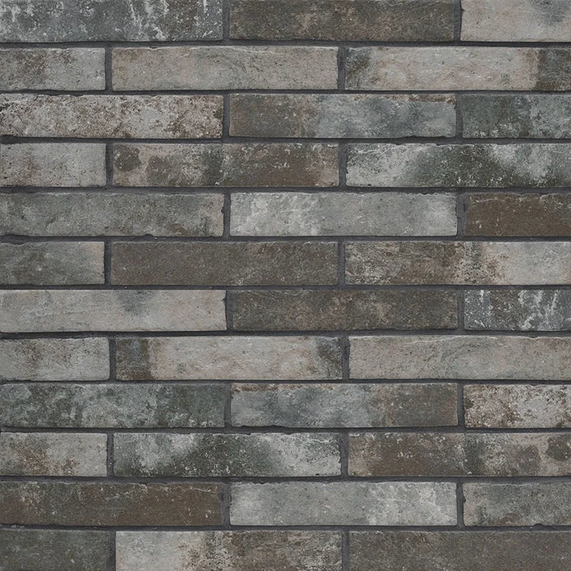 Brickstone Charcoal 2x10 Matte Porcelain Brick Look Floor Tile
