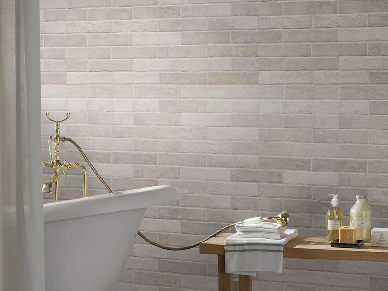 Brickstone Ivory 2x10 Matte Porcelain Brick Look Floor Tile