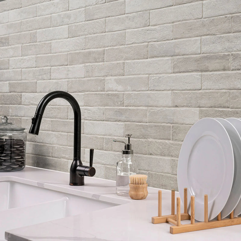 Brickstone Ivory 2x10 Matte Porcelain Brick Look Floor Tile