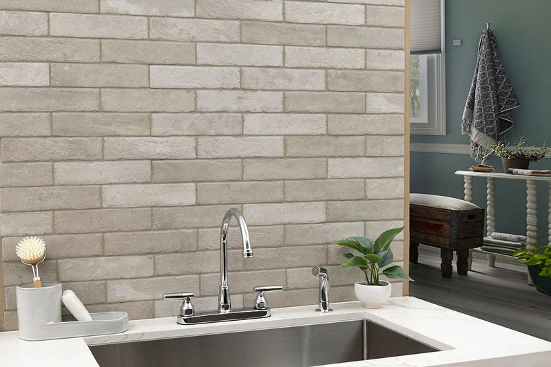 Brickstone Ivory 2x10 Matte Porcelain Brick Look Floor Tile