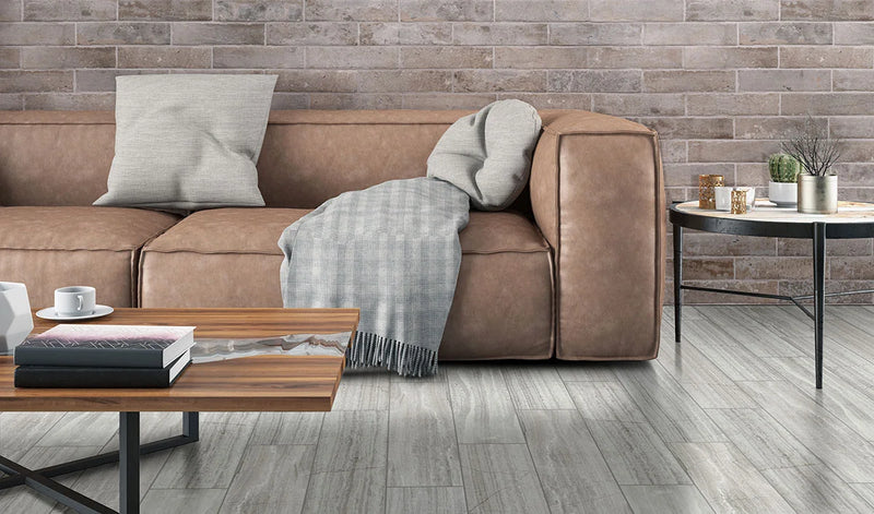 Brickstone Taupe 2x10 Matte Porcelain Brick Look Floor Tile