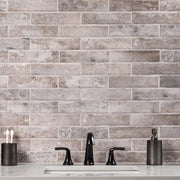 Brickstone Taupe 2x10 Matte Porcelain Brick Look Floor Tile