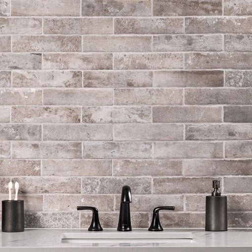 Brickstone Taupe 2x10 Matte Porcelain Brick Look Floor Tile