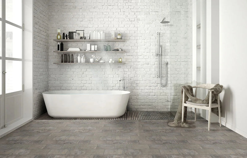 Brickstone Taupe 5x10 Matte Porcelain Brick Look Floor Tile