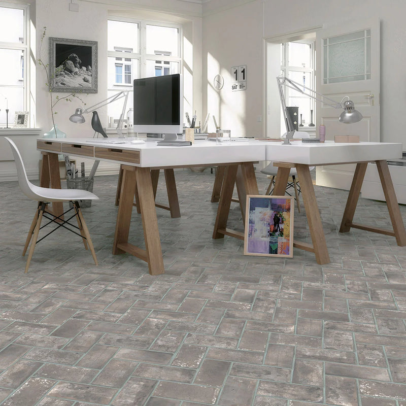 Brickstone Taupe 5x10 Matte Porcelain Brick Look Floor Tile