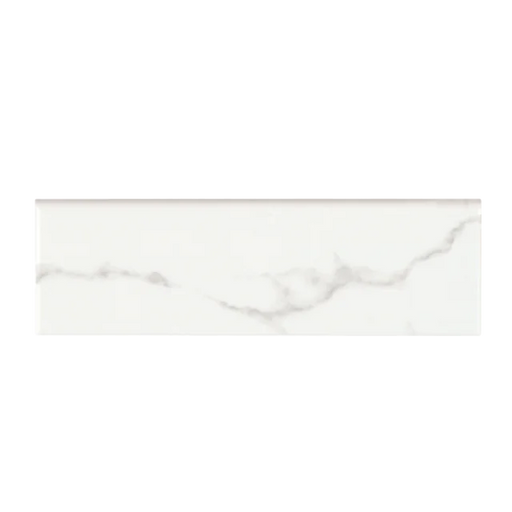 Brooklyn Statuario 10x3 Bright Bullnose Ceramic Trim