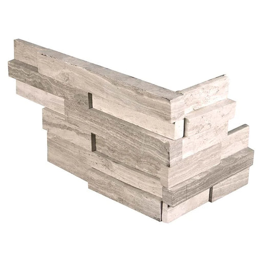 White Oak 6x18 Corner 3D Honed Marble Ledger Stone