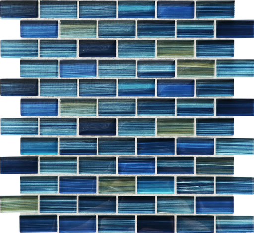 Brush Blue Sand 12x12 Glass Mosaic Tile