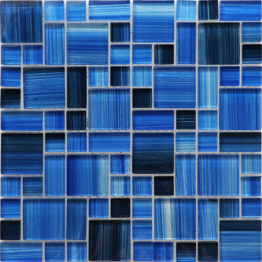Brush Navy Sail 12x12 Glass Mosaic Tile