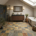 Butterscotch 12x12 Gauged Sandstone Tile — Bathroom floor