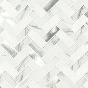 Bytle Bianco Herringbone 1x3 Pattern 0.24 Inch Glass Mosaic Tile