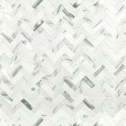 Bytle Bianco Herringbone 1x3 Pattern 0.24 Inch Glass Mosaic Tile