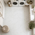 Calacata Gold 12x12 Honed Veined Marble Tile — Laundry Room floor
