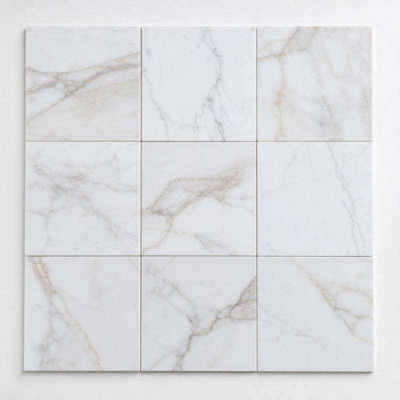 Calacata Gold 12x12 Polished Veined Marble Tile close-up