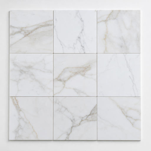 Calacata Gold 12x12 Polished Veined Marble Tile close-up