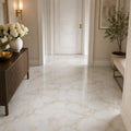 Calacata Gold 12x12 Polished Veined Marble Tile — Hallway floor