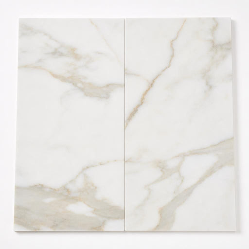 Calacata Gold 12x24 Honed Veined Marble Tile close-up