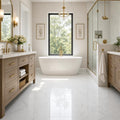 Calacata Gold 12x24 Polished Veined Marble Tile — Primary Bath floor