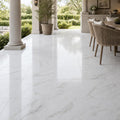 Calacata Gold 18x18 Honed Veined Marble Tile — Covered Patio floor