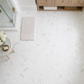 Calacata Gold Herringbone 1x2 Honed Veined Marble Mosaic — Bathroom floor