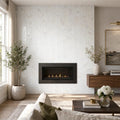 Calacata Gold Herringbone 1x2 Polished Veined Marble Mosaic — Living Room accent wall