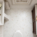 Calacata Gold Herringbone 1x2 Polished Veined Marble Mosaic — Powder Room floor