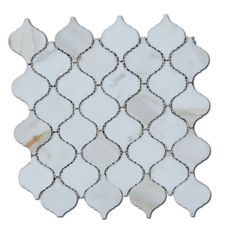 Calacata Gold Lantern 2x2 Honed Geometric Marble Mosaic