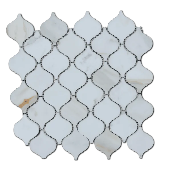 Calacata Gold Lantern 2x2 Honed Geometric Marble Mosaic