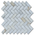 Calacata Gold Herringbone 1x2 Polished Veined Marble Mosaic