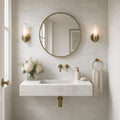 Calacata Gold Subway 6x12 Honed Veined Marble Tile — Powder Room wall