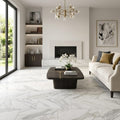 Calacatta 24x12 Honed Marble Tile 12x24 — Living Room floor