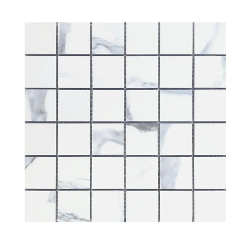 Calacatta Blue 2x2 Matte Marble Look Porcelain Mosaic