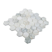 Calacatta Cressa 2" Hexagon Pattern Honed Marble Mosaic Tile
