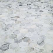 Calacatta Cressa 2" Hexagon Pattern Honed Marble Mosaic Tile