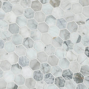 Calacatta Cressa 2" Hexagon Pattern Honed Marble Mosaic Tile