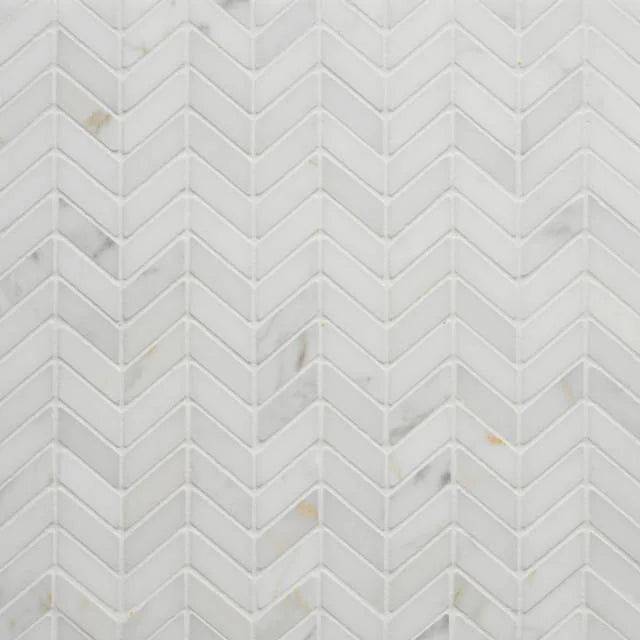 Calacatta Chevron 12.5x12.5 Honed Marble Mosaic