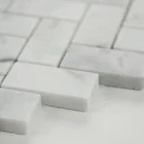 Calacatta Cressa Herringbone Pattern Honed Marble Mosaic Tile