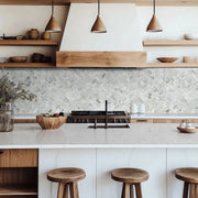 Calacatta Cressa Herringbone Pattern Honed Marble Mosaic Tile