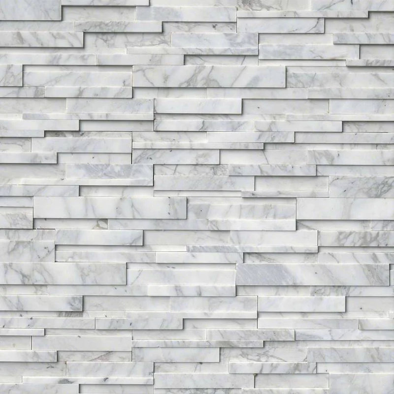 Calacatta Cressa 6x24 Panel 3D Honed Marble Ledger Stone
