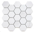 Calacatta Dorado 3x3 Hexagon Matte Marble Look Porcelain Mosaic