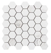 Calacatta Dorado 2x2 Hexagon Marble Look Porcelain Mosaic