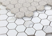 Calacatta Dorado 2x2 Hexagon Marble Look Porcelain Mosaic