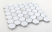 Calacatta Dorado 2x2 Hexagon Marble Look Porcelain Mosaic