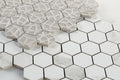 Calacatta Dorado 2x2 Hexagon Matte Marble Look Porcelain Mosaic