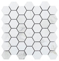 Calacatta Dorado 2x2 Hexagon Matte Marble Look Porcelain Mosaic