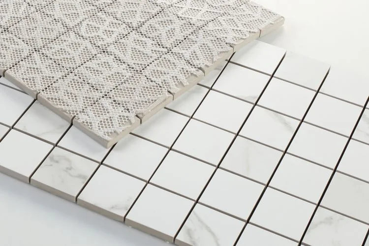 Calacatta Dorado 2x2 Matte Marble Look Porcelain Mosaic